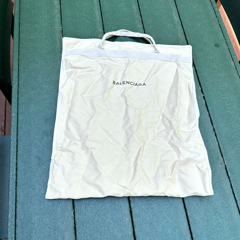 Balenciaga Logo Canvas Garment Bag Storage Dust Travel Ivory Foldable Snap Close